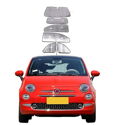 Auto-Sonnenblende Vollfenster Glas Sonnenschutz Geeignet für FIAT 500 2010-2022,6-teiliges Set Auto Windschutzscheibe Sonnenblende für FIAT Zubehör,um das Auto kühl zu Halten von PIUGILH