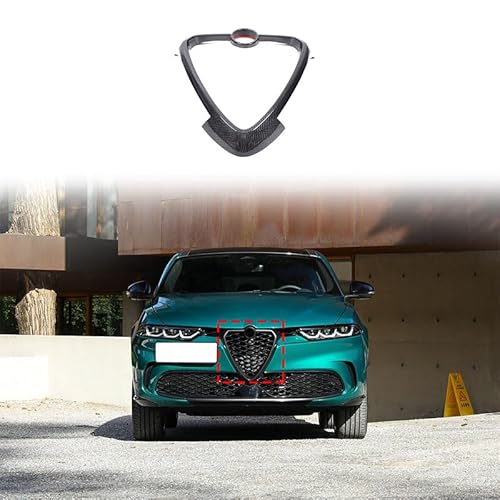 Kunststoff Auto Frontgrill Dekoration Rahmen Abdeckung Trim Kompatibel mit Alfa Romeo Tonali,Auto dekorative Kühlergrill Logo Ring-Kohlefaser von PIUGILH