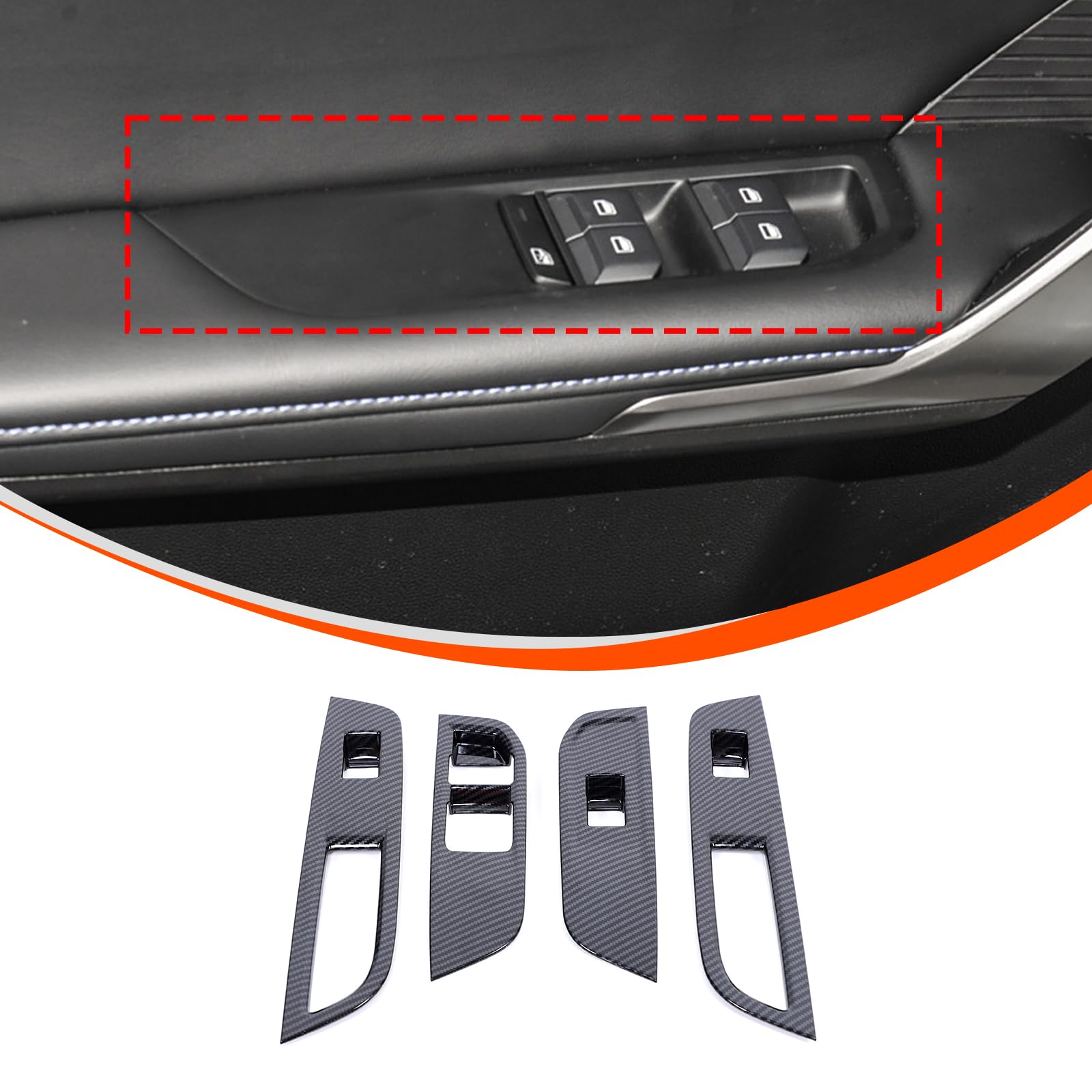 PIUGILH Auto Fensterhebersteuerung Lift Switch Panel Cover Trim Dekoration Kompatibel mit MG MG4 Mulan 2022 2023 2024,Auto Glas Heberahmen Autoinnenraum Zubehör (Geeignet für linkshändiges Peptid) von PIUGILH