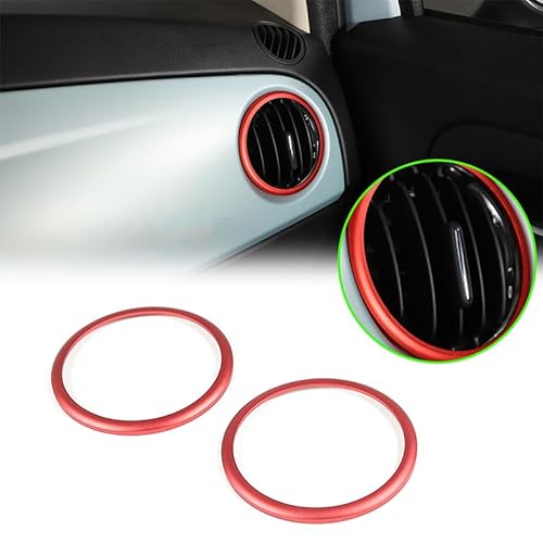 Auto Luftauslass Dekorativer Ring Geeignet für Fiat 500 2016-2024,Armaturenbrett Klimaanlage Lüftungsöffnungen Ring,Rot Air Vent Outlet Trim Cover Ring,Auto Interieur Zubehör von PIUGILH