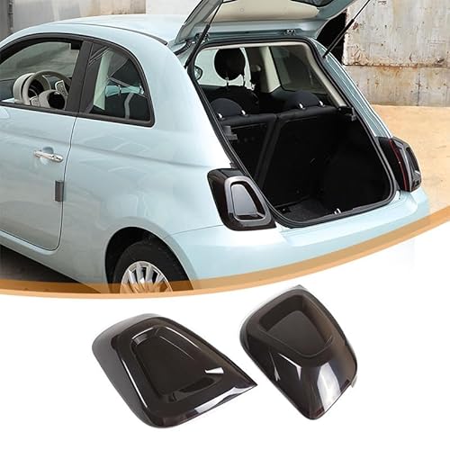 PIUGILH Auto Rücklicht Lampe Abdeckung Geeignet für Fiat 500 2016-2024,Schwarzer Schale Schlusslicht Abdeckung für Fiat 500 Zubehör,Geräucherter Auto Rücklichter Shell Schutzabdeckung von PIUGILH