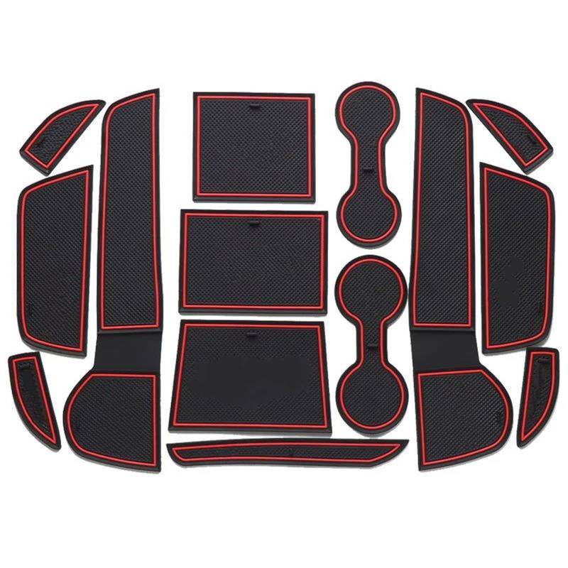 Auto Gummi Fußmatte Innen Anti-Slip Cup Pad Tor Slot Pad Zubehör Für Mitsubishi Für Outlander 2013-2020 (Color : Rosso, Size : 2013-2018) von PIWINE