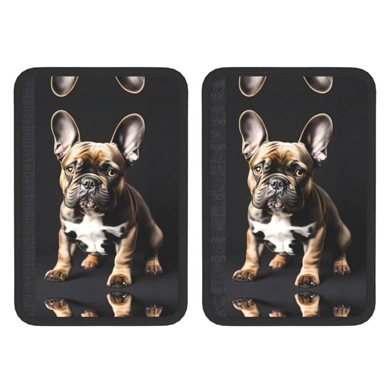 PIXOLE Lange Ohren Französische Bulldogge Print Soft Comfort Auto Sicherheitsgurt Pads Abdeckung, Universal Sicherheitsgurt Schulterpolster Gurtabdeckungen von PIXOLE