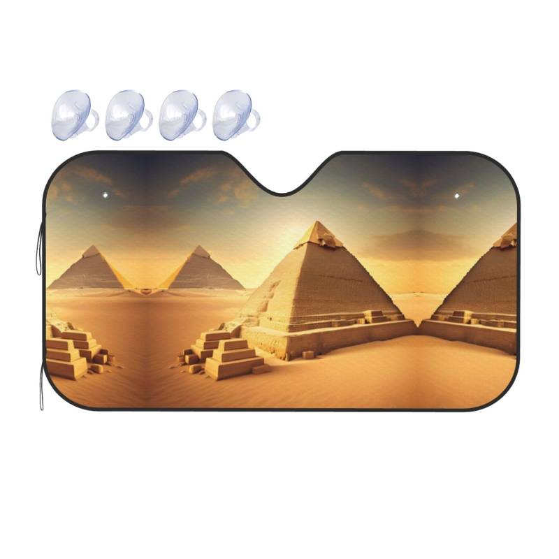 Windschutzscheiben-Sonnenschutz, Motiv: ägyptische Pyramide in Wüste, Auto-Sonnenschutz für Frontscheibe, lustiger Auto-Sonnenschutz von PIXOLE