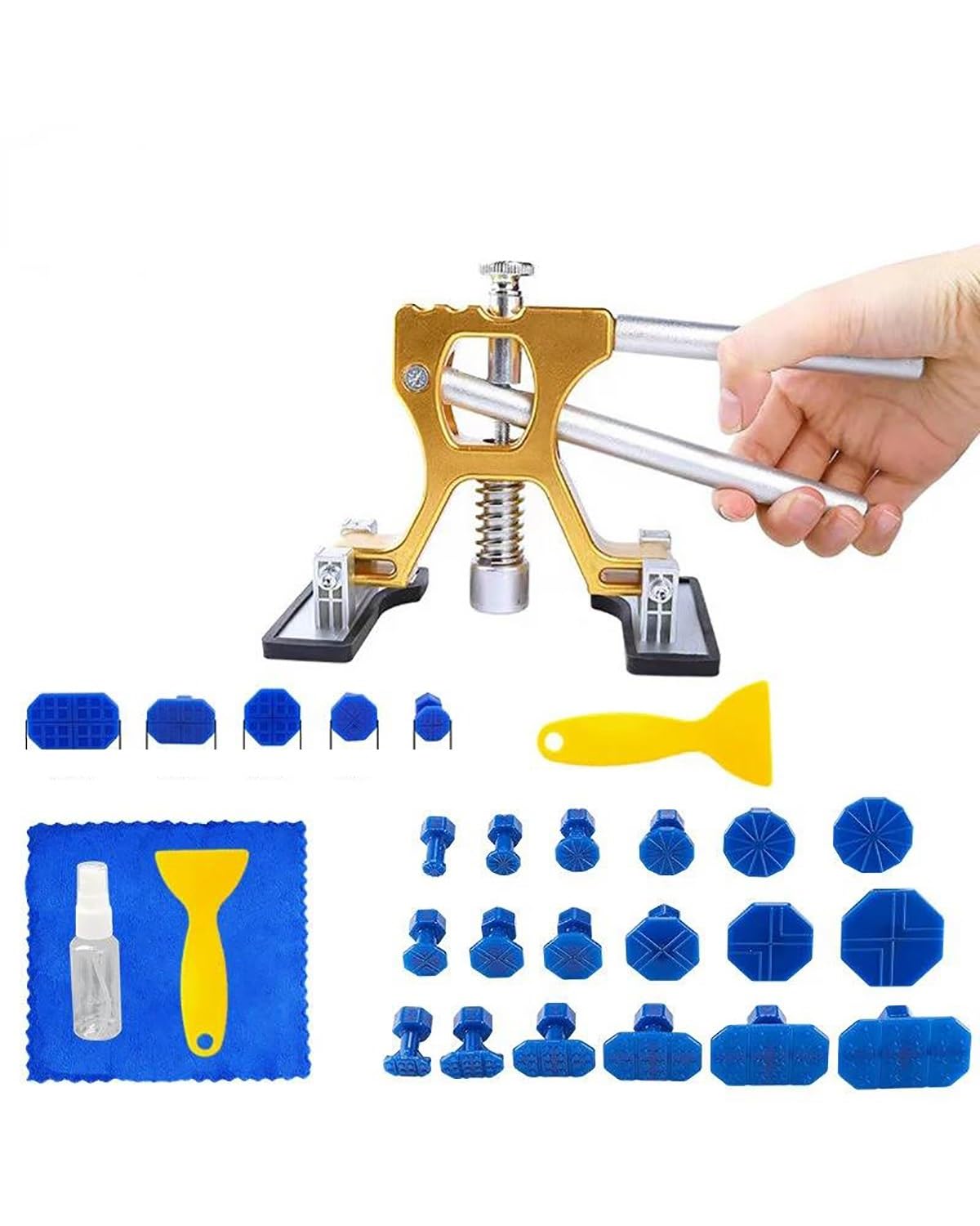 Ausbeulwerkzeug Ausbeulwerkzeug Einstellbare Auto Dent Puller Saugnapf Paintless Reparatur Tools Kit Auto Dent Removal Tool Kits Dellen Reparaturset Auto Dellen Rausziehen(Puller with 23 Tabs) von PJJUHS