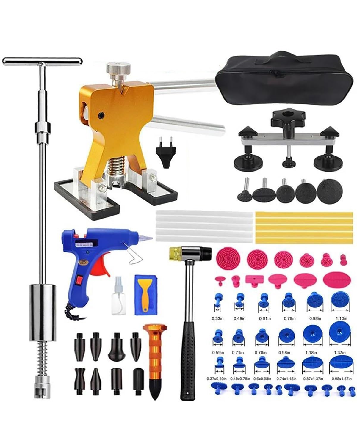 Ausbeulwerkzeug Professionelle Auto-Dellen-Reparatur-Werkzeuge Paintless Dent Removal Kit Karosserie-Dellen-Entfernungs-Flaschen-Kits Dellen Rausziehen(Kit 3 77Pcs) von PJJUHS