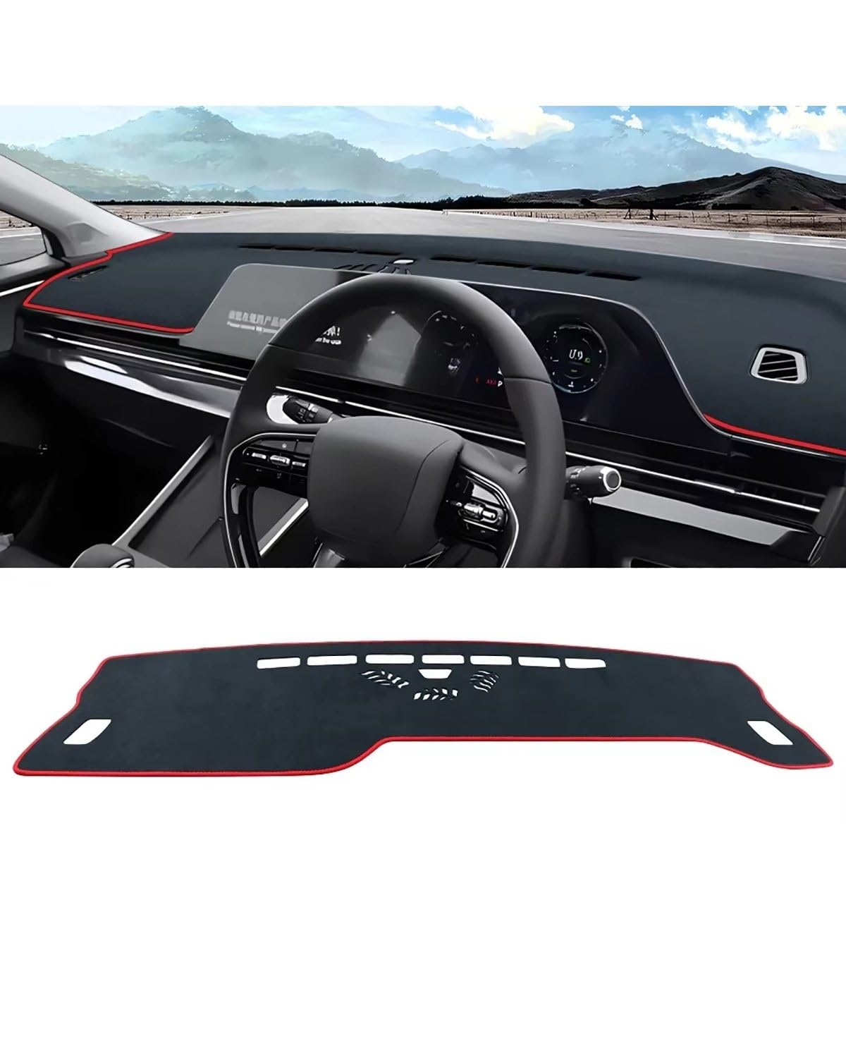 Auto Armaturenbrett Abdeckung Für Chery Für Omoda 5 Für C5 FX 2022 2023 2024 Auto Dashboard Vermeiden Abdeckung Pad Non-Slip Matte Instrument Teppiche Zubehör Dashboard Abdeckung(Black Red RHD) von PJJUHS