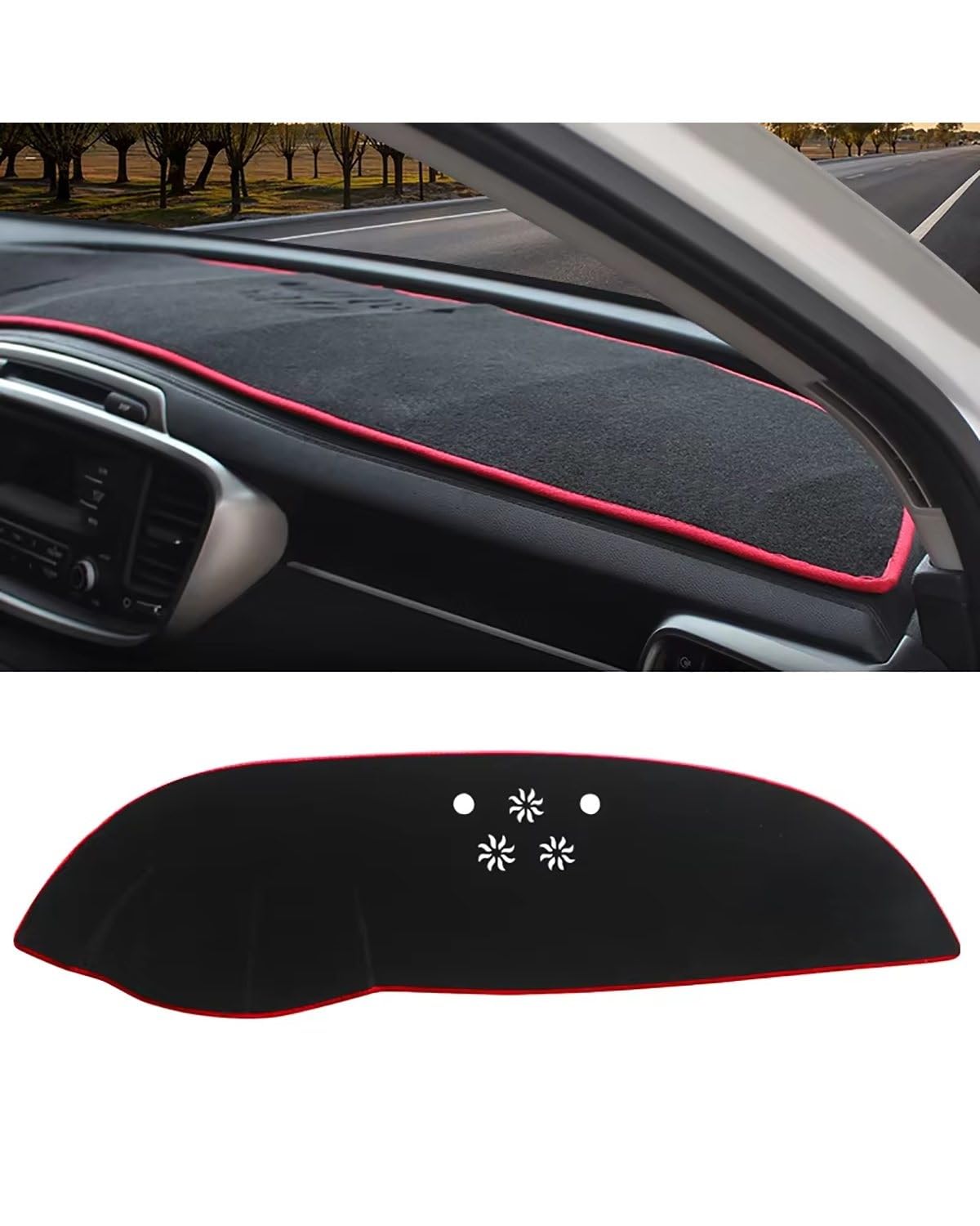 Auto Armaturenbrett Abdeckung Für KIA Für Sorento Für Prime R Für UM 2015 2016 2017 2018 2019 2020 Auto Dashboard Vermeiden Pad Instrument Plattform Abdeckung Matten Teppiche Dashboard Abdeckung(Red S von PJJUHS