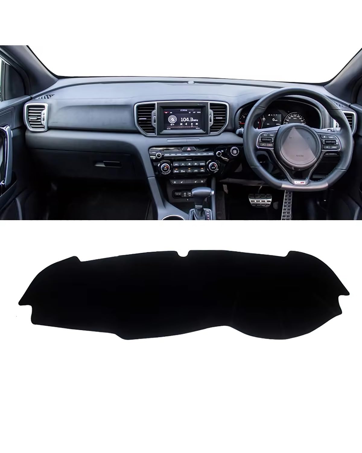 Auto Armaturenbrett Abdeckung Für Kia Für Sportage 4 QL 2016 2017 2018 2019 2020 2021 Auto Dashboard Abdeckung Matte Instrument Panel Teppiche Nicht-Slip Pad Zubehör Dashboard Abdeckung(A Black Side R von PJJUHS