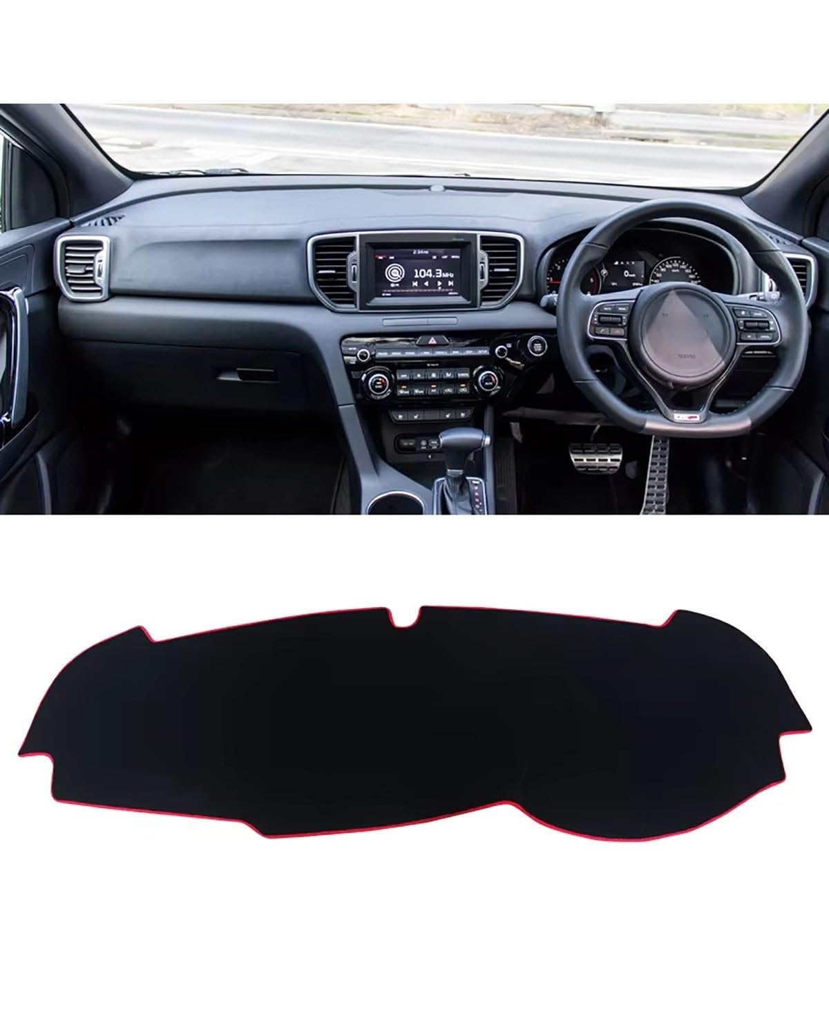 Auto Armaturenbrett Abdeckung Für Kia Für Sportage 4 QL 2016 2017 2018 2019 2020 2021 Auto Dashboard Vermeiden Pad Instrument Plattform Abdeckung Teppiche Zubehör Dashboard Abdeckung(RHD Red Side) von PJJUHS