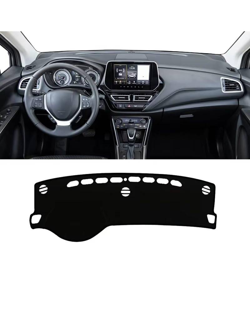 Auto Armaturenbrett Abdeckung Für Suzuki Für S-Cross Für MK3 2022 2023 2024 Auto Dashboard Abdeckung Vermeiden Sonnenschutz Matten Instrument Panel Nicht-Slip Pads Dashboard Abdeckung(A LHD Black Side von PJJUHS