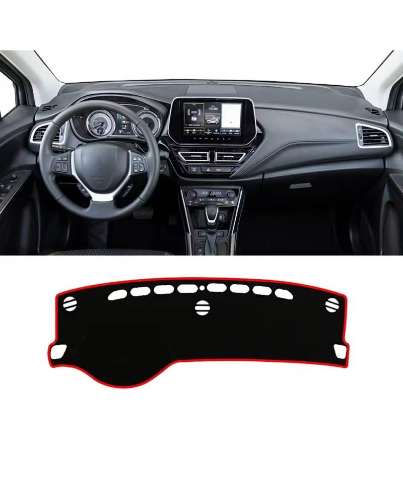 Auto Armaturenbrett Abdeckung Für Suzuki Für S-Cross Für MK3 2022 2023 2024 Auto Dashboard Abdeckung Vermeiden Sonnenschutz Matten Instrument Panel Nicht-Slip Pads Dashboard Abdeckung(A LHD Red Side) von PJJUHS