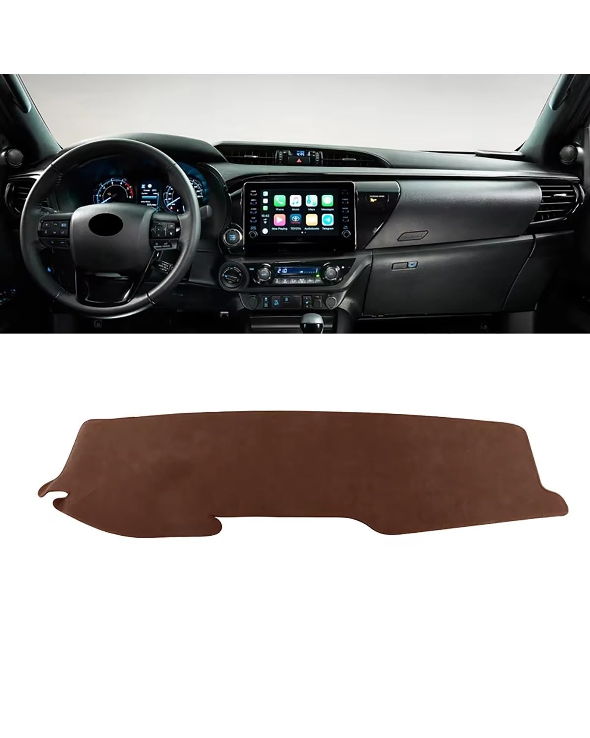 Auto Armaturenbrett Abdeckung Für Toyota Für Hilux 2015 2016 2017 2018 2019 2020 2021 2022 2023 Dashboard Abdeckung Vermeiden Pad Teppiche Auto Zubehör Dashboard Abdeckung(Brown LHD) von PJJUHS