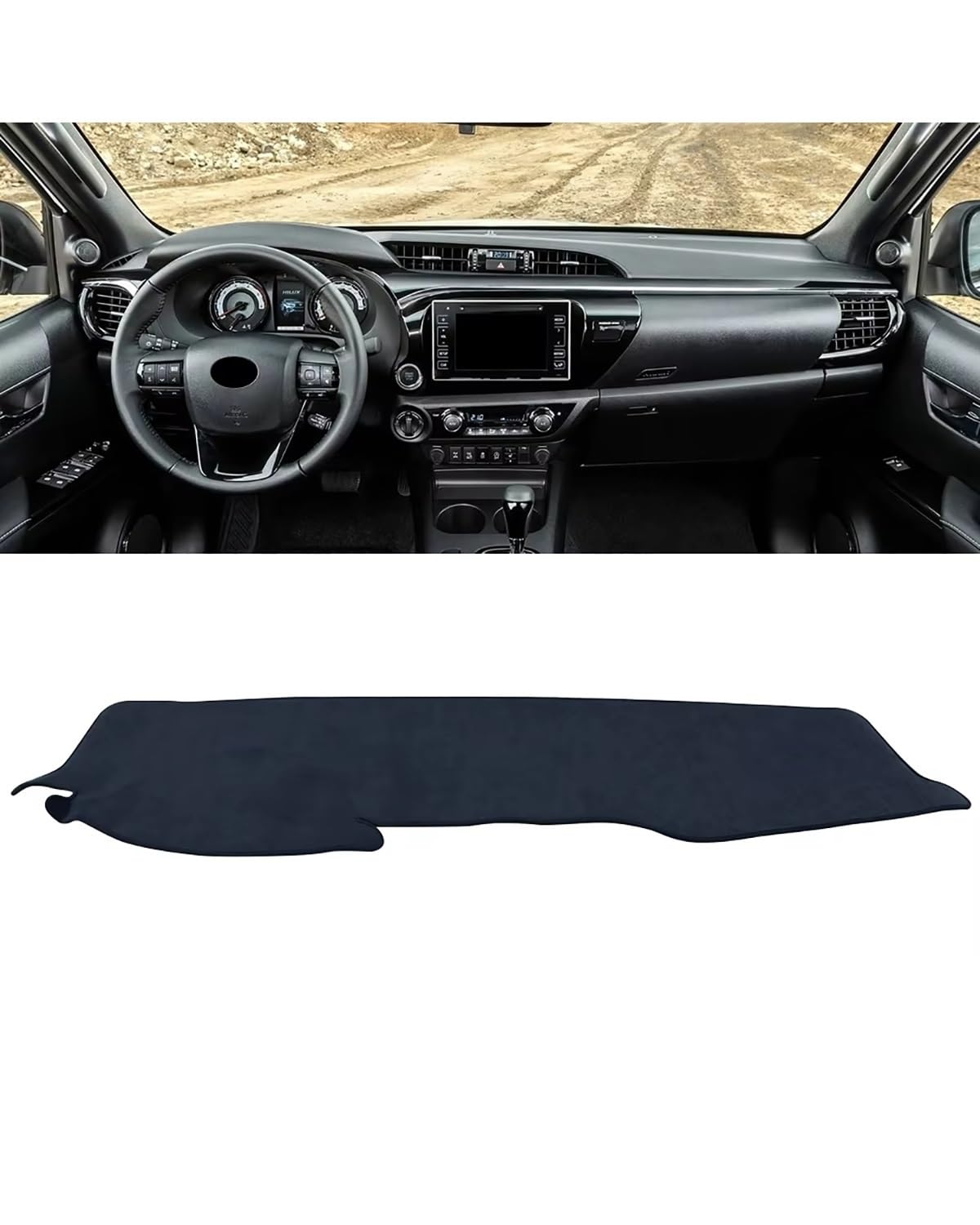 Auto Armaturenbrett Abdeckung Für Toyota Für Hilux 2015-2019 2020 2021 2022 2023 Auto Dashboard Instrument Abdeckung Pads Sonnenschutz Matten Teppiche Dashboard Abdeckung(LHD Black) von PJJUHS