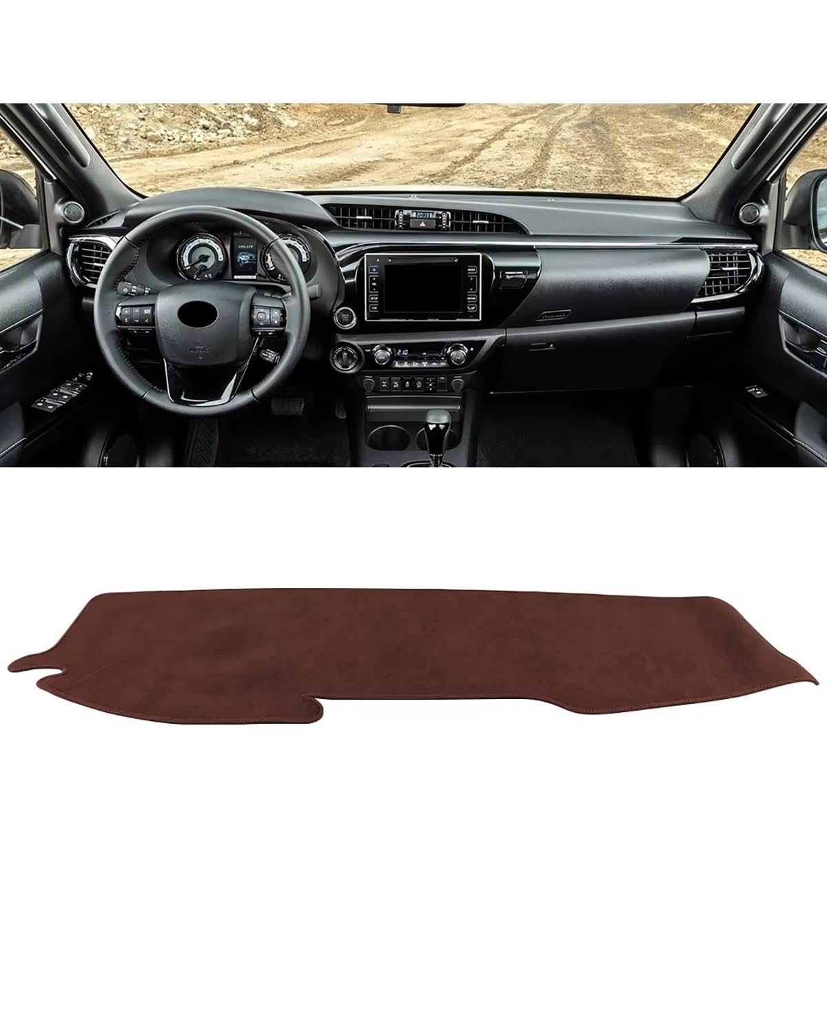 Auto Armaturenbrett Abdeckung Für Toyota Für Hilux 2015-2019 2020 2021 2022 2023 Auto Dashboard Instrument Abdeckung Pads Sonnenschutz Matten Teppiche Dashboard Abdeckung(LHD Brown) von PJJUHS