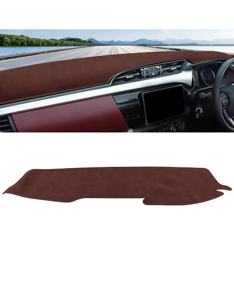 Auto Armaturenbrett Abdeckung Für Toyota Für Hilux 2015-2019 2020 2021 2022 2023 Auto Dashboard Instrument Abdeckung Pads Sonnenschutz Matten Teppiche Dashboard Abdeckung(RHD Brown) von PJJUHS