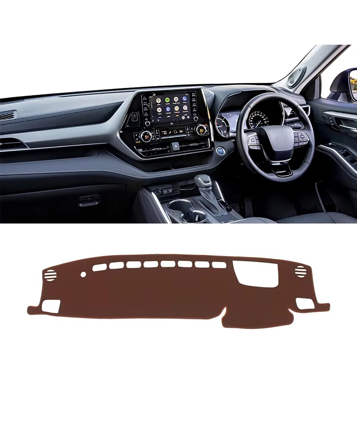 Auto Armaturenbrett Abdeckung Für Toyotaes Für Highlander XU70 Kluger 2021 2022 2023 2024 Instrument Schreibtisch Sonnenschutz Nicht-slip Pad Pad Zubehör Auto Dashboard Abdeckung Dashboard Abdeckung(R von PJJUHS