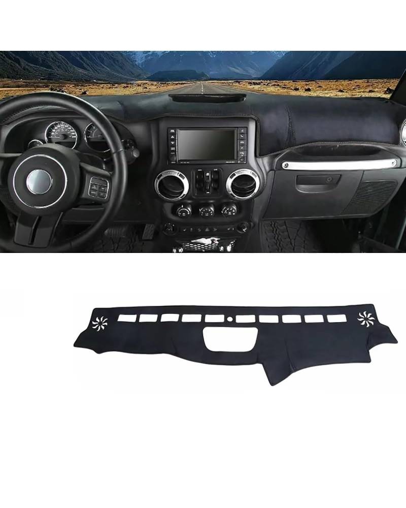 Auto Armaturenbrett Abdeckung Für Wrangler Für JK 2007 2008 2009 2010 2011 2012 2013 2014 2015 2016 2017 Auto Dashboard Abdeckung Matte rutschfeste Pad Zubehör Dashboard Abdeckung(Black LHD) von PJJUHS