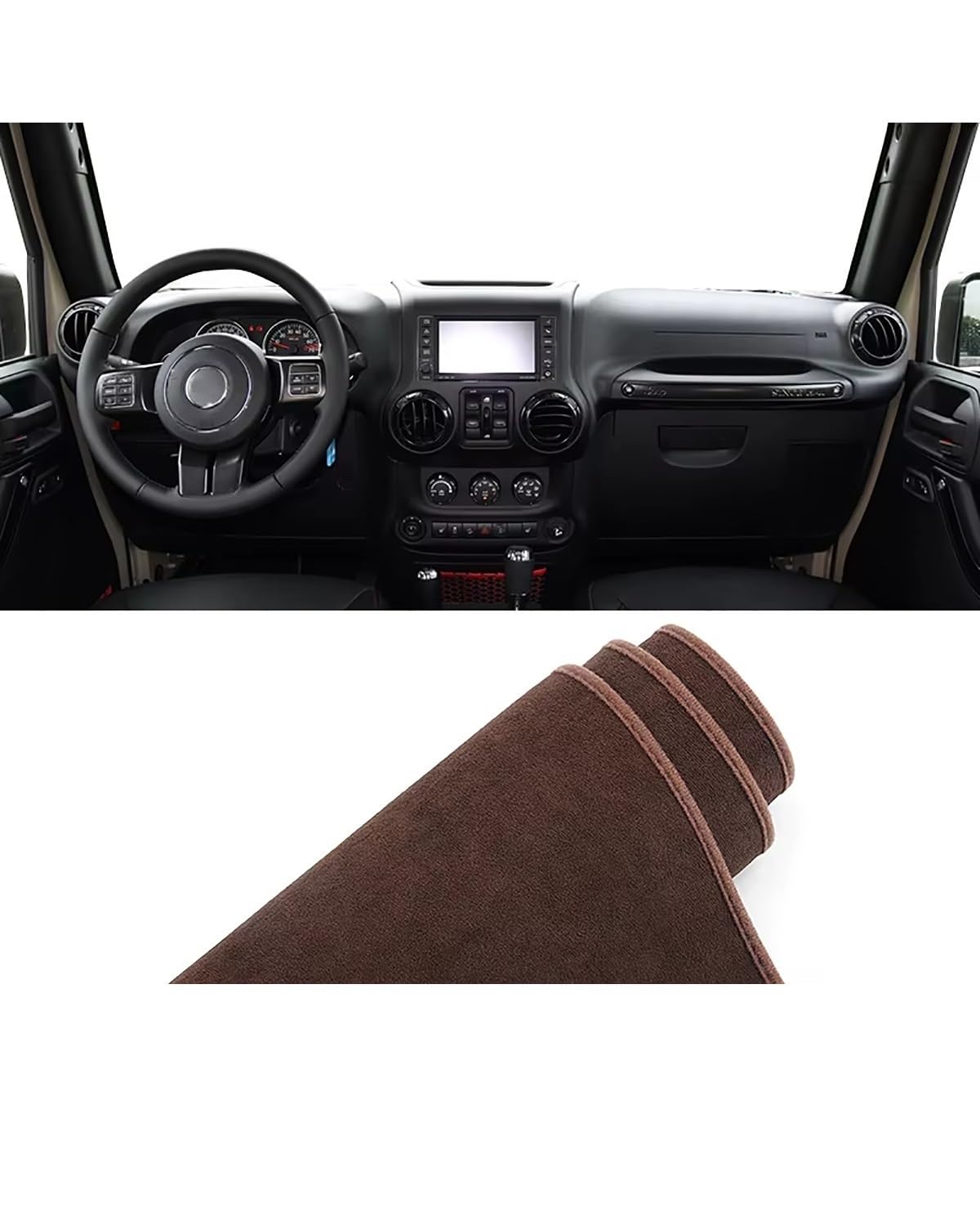 Auto Armaturenbrett Abdeckung Für Wrangler Für JK 2007 2008 2009 2010 2011 2012 2013 2014 2015 2016 2017 Auto Dashboard Abdeckung Matte rutschfeste Pad Zubehör Dashboard Abdeckung(Brown LHD) von PJJUHS