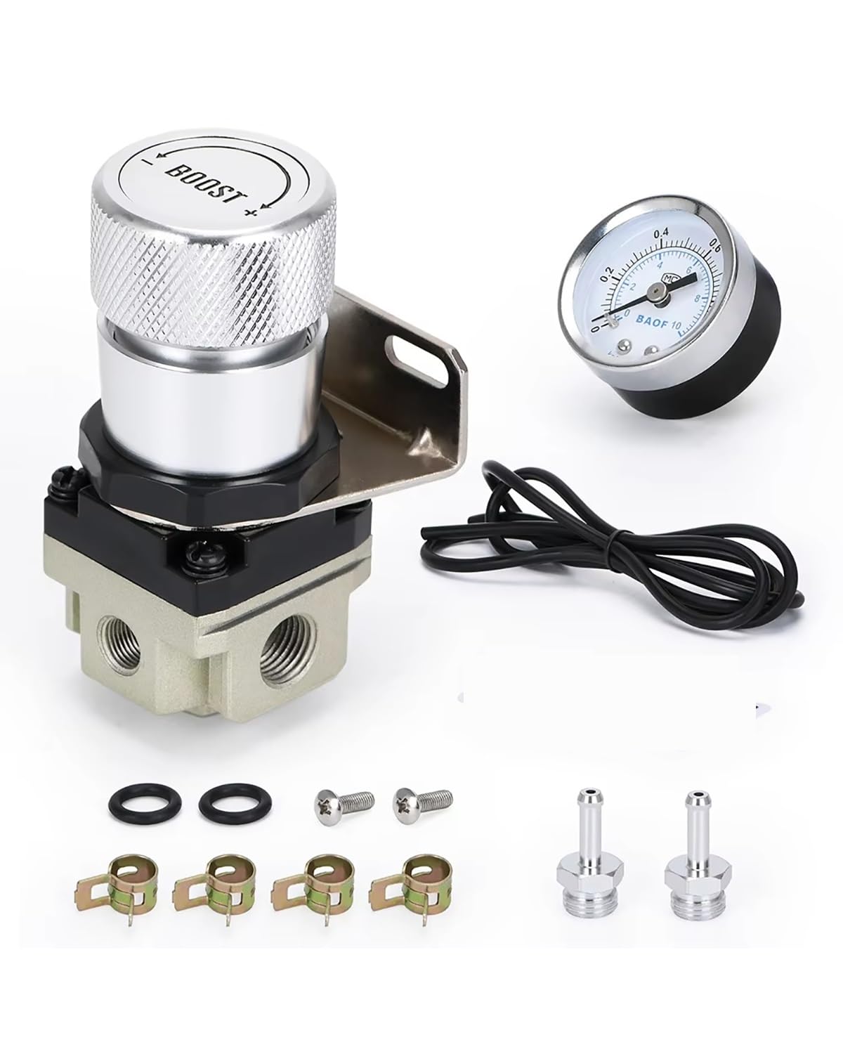 Boost Controller T2 Einstellbarer Universal-Turbo-Boost-Controller Mit Manueller Anzeige 1–150 PSI JDM Für SR20DET SR Mit 5811-Aufkleber Manual Turbo Boost Controller(Prateado) von PJJUHS