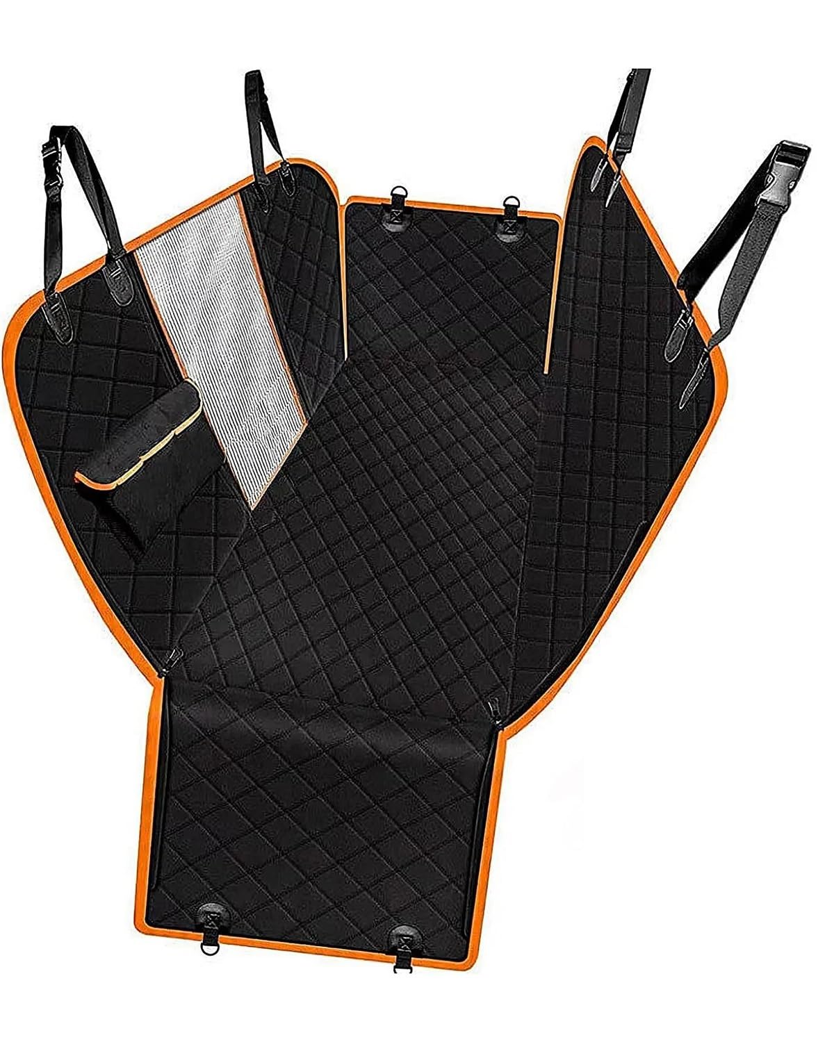 Hunde Autositz Haustier Auto Für Sitz Abdeckung Stamm Fall Hund Auto Matte Transporter Matte Wasserdicht Atmungsaktive Mesh Hängematte Hund Auto Stamm Hundesitz Auto(Open mesh orange,137x147CM) von PJJUHS