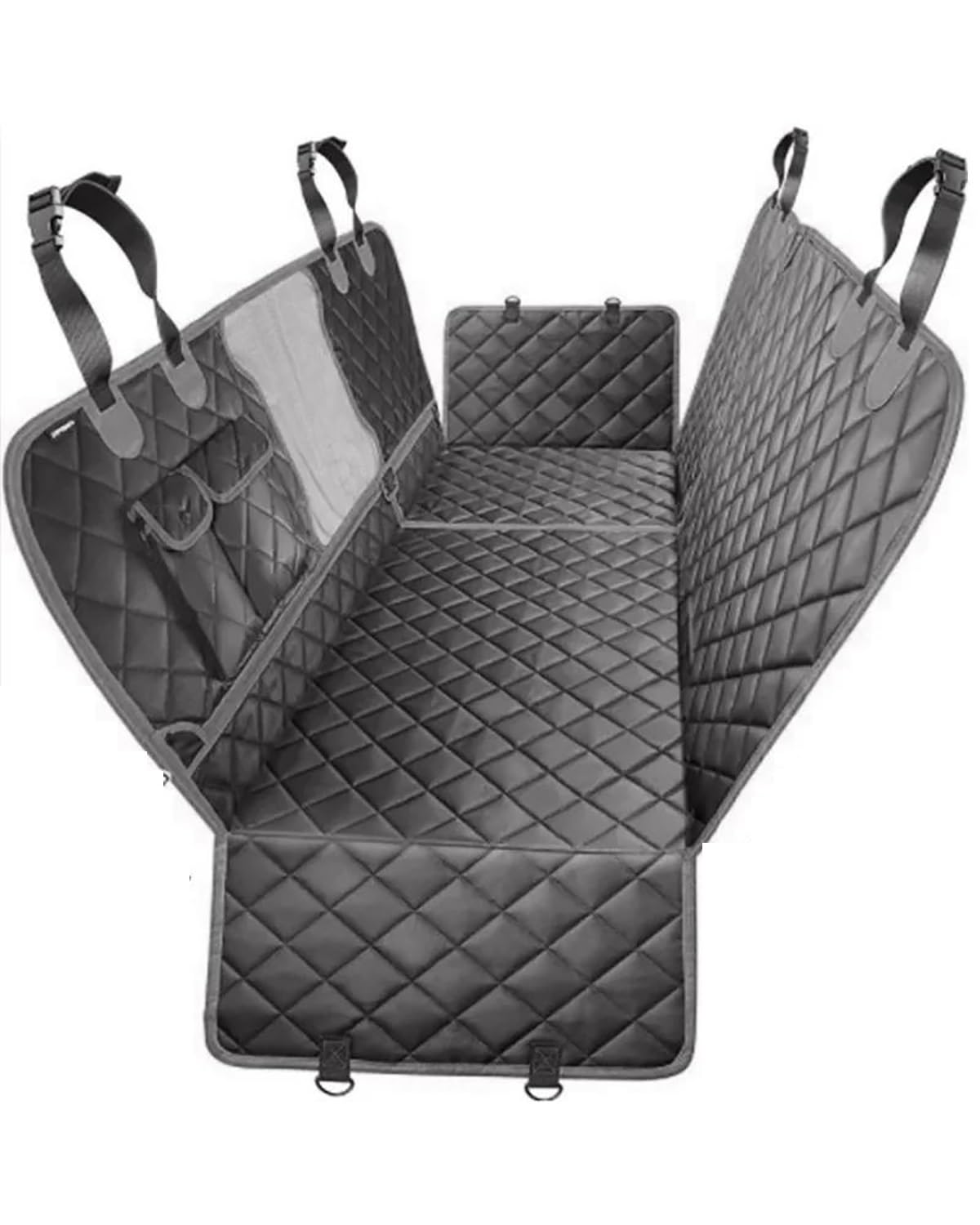 Hunde Autositz Haustier Auto Für Sitz Abdeckung Stamm Fall Hund Auto Matte Transporter Matte Wasserdicht Atmungsaktive Mesh Hängematte Hund Auto Stamm Hundesitz Auto(Three in one black,137x147CM) von PJJUHS