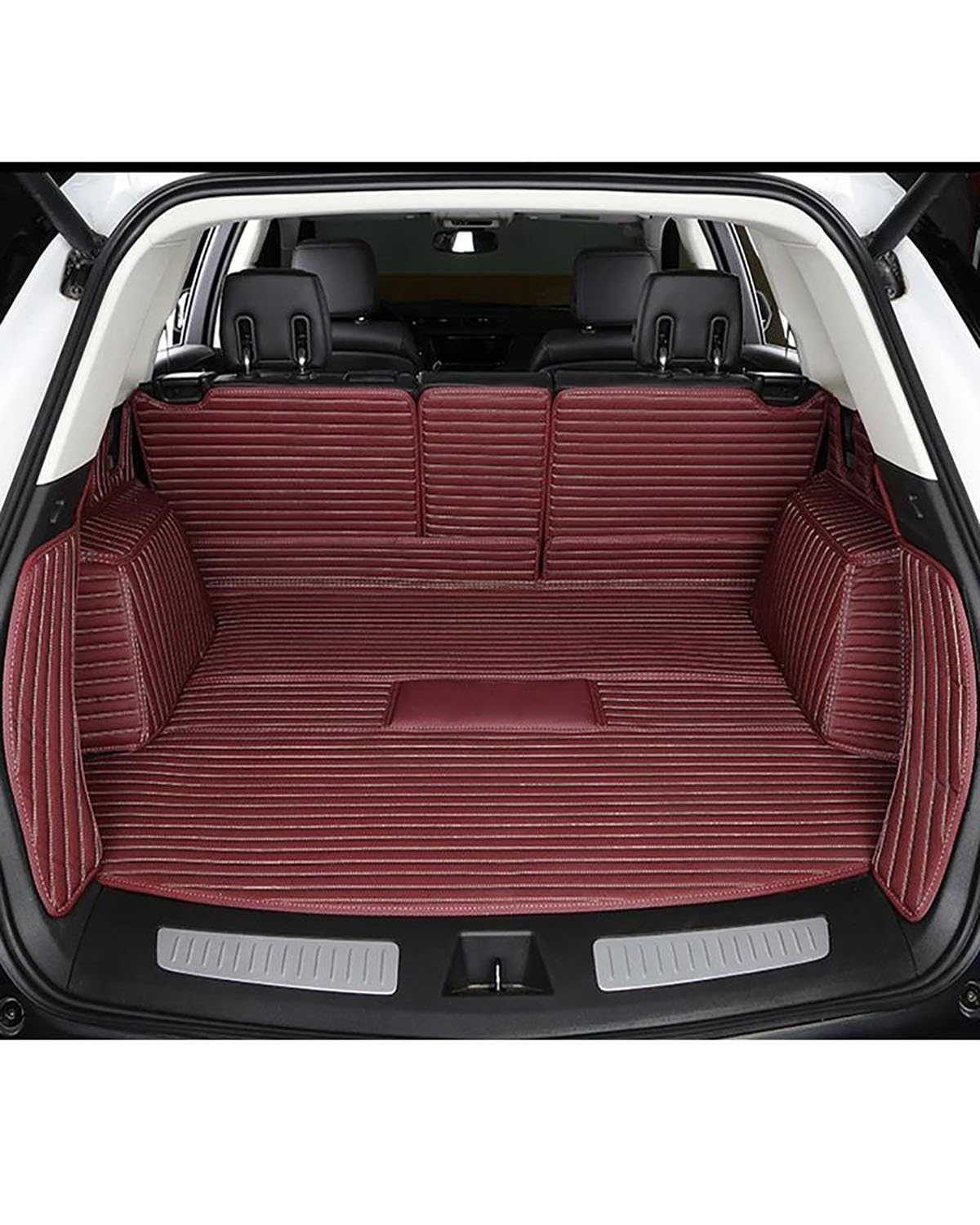 Kofferraummatte für Borgward BX7 BX5, Kofferraumabdeckung, Schutz, Leder, All-Inclusive, Kofferraummatte, Kofferraumwanne, Weinrot von PJJUHS