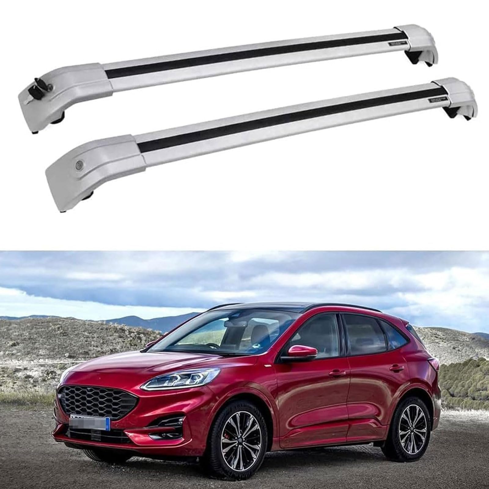 Dachgepäckträger-Querträger für Ford Escape SUV 2019 2020, Dachbox, Dachzelt, Fahrrad, Kano, Skikorbträger aus Aluminium. von PJKSSAZS