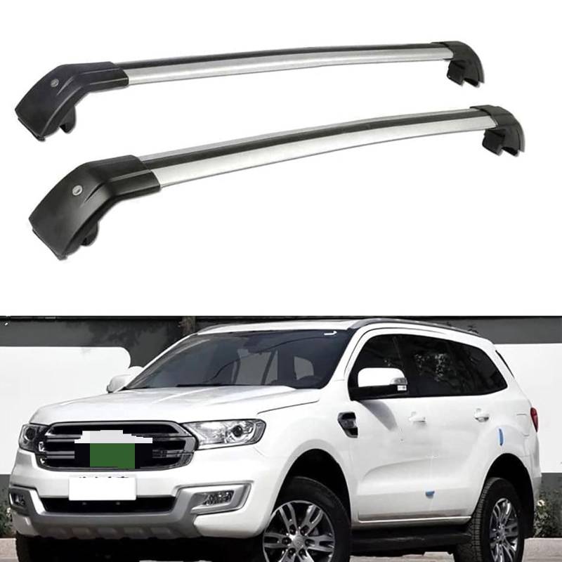 Dachgepäckträger-Querträger für Ford Everest SUV 2016 2017 2018 2019 2020, Dachbox, Dachzelt, Fahrrad, Kano, Skikorbträger aus Aluminium.,B von PJKSSAZS