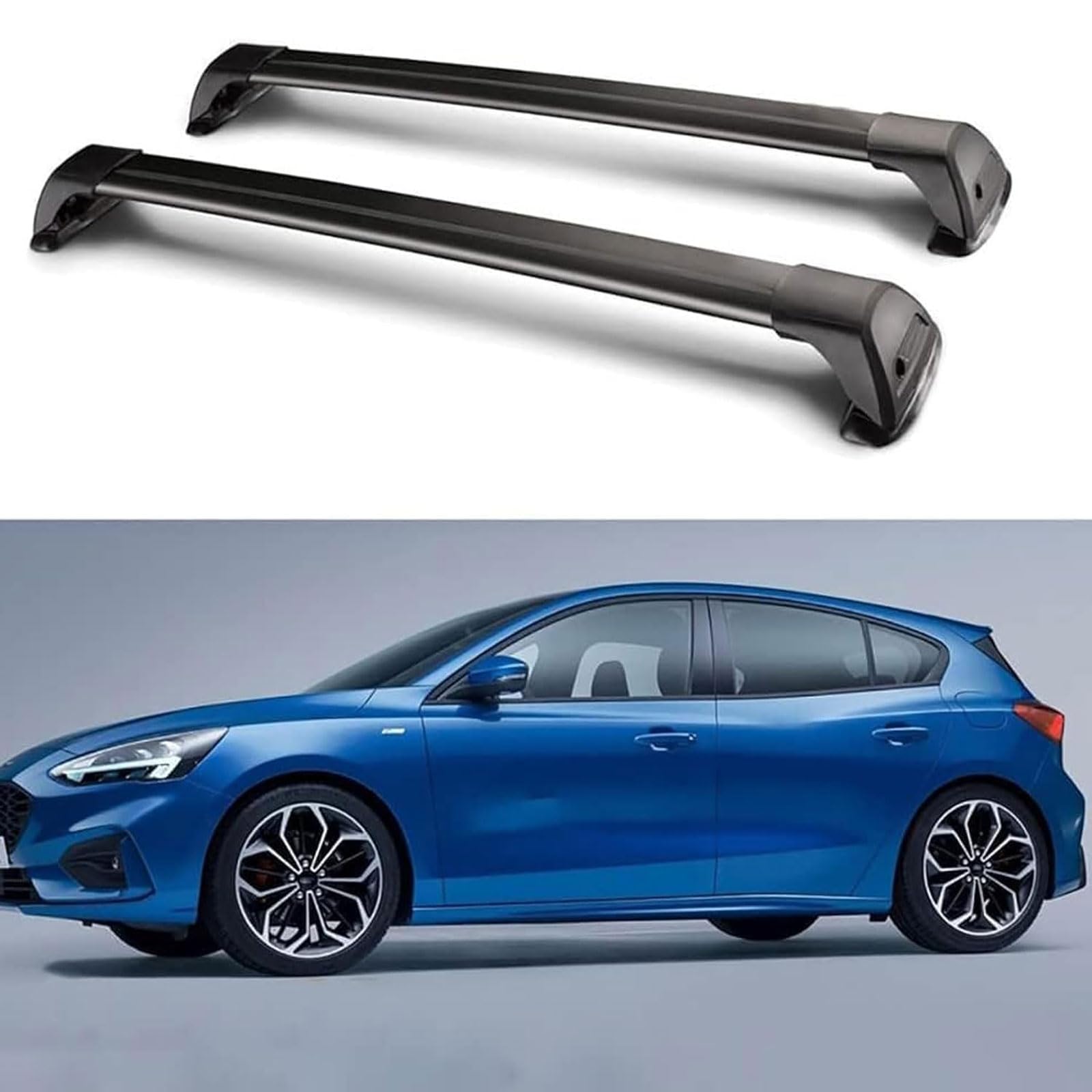 Dachgepäckträger-Querträger für Ford Focus Hatchback 2018 2019 2020 2021, Dachbox, Dachzelt, Fahrrad, Kano, Skikorbträger aus Aluminium. von PJKSSAZS