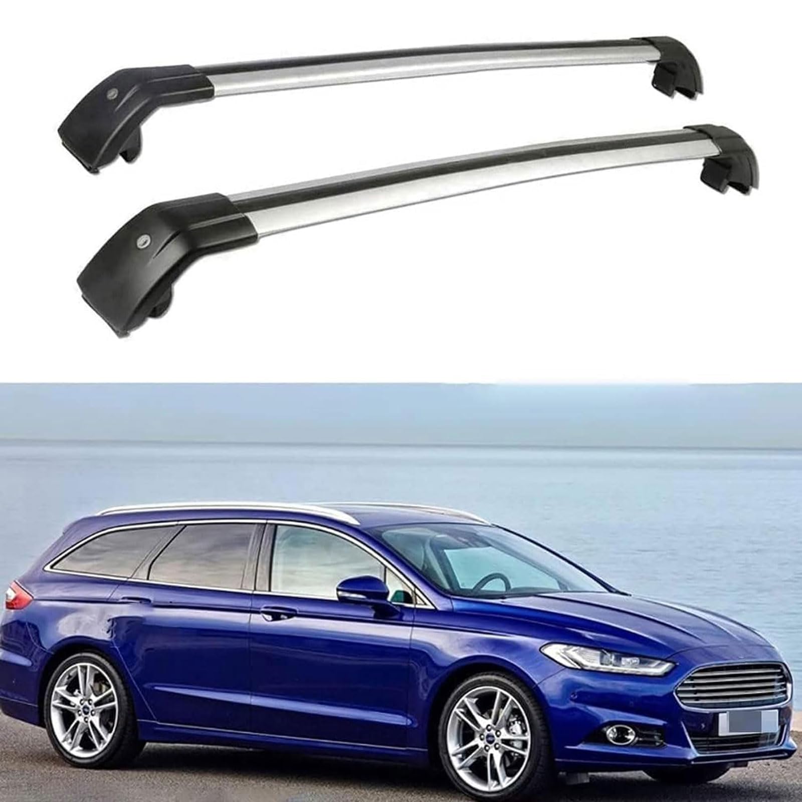 Dachgepäckträger-Querträger für Ford Mondeo Estate 2015 2016 2017 2018 2019, Dachbox, Dachzelt, Fahrrad, Kano, Skikorbträger aus Aluminium. von PJKSSAZS