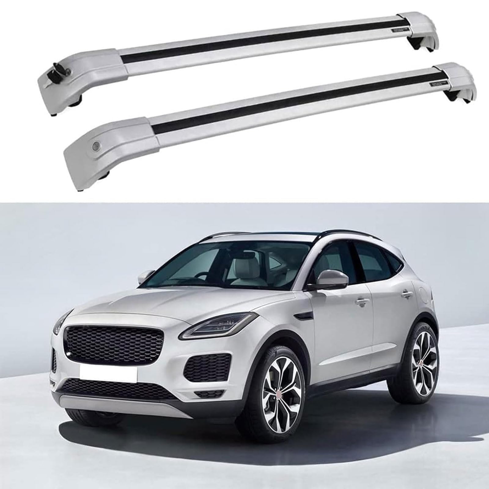 Dachgepäckträger-Querträger für Jaguar E-Pace SUV 2018+, Dachbox, Dachzelt, Fahrrad, Kano, Skikorbträger aus Aluminium. von PJKSSAZS