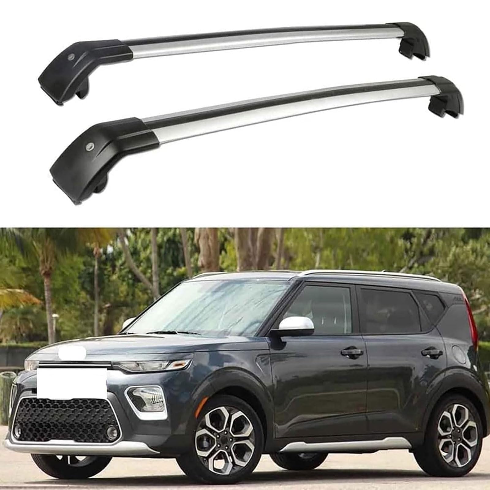 Dachgepäckträger-Querträger für KIA Soul Glass 5 Door Hatchback 2014 2015 2016 2017 2018 2019 2020, Dachbox, Dachzelt, Fahrrad, Kano, Skikorbträger aus Aluminium. von PJKSSAZS