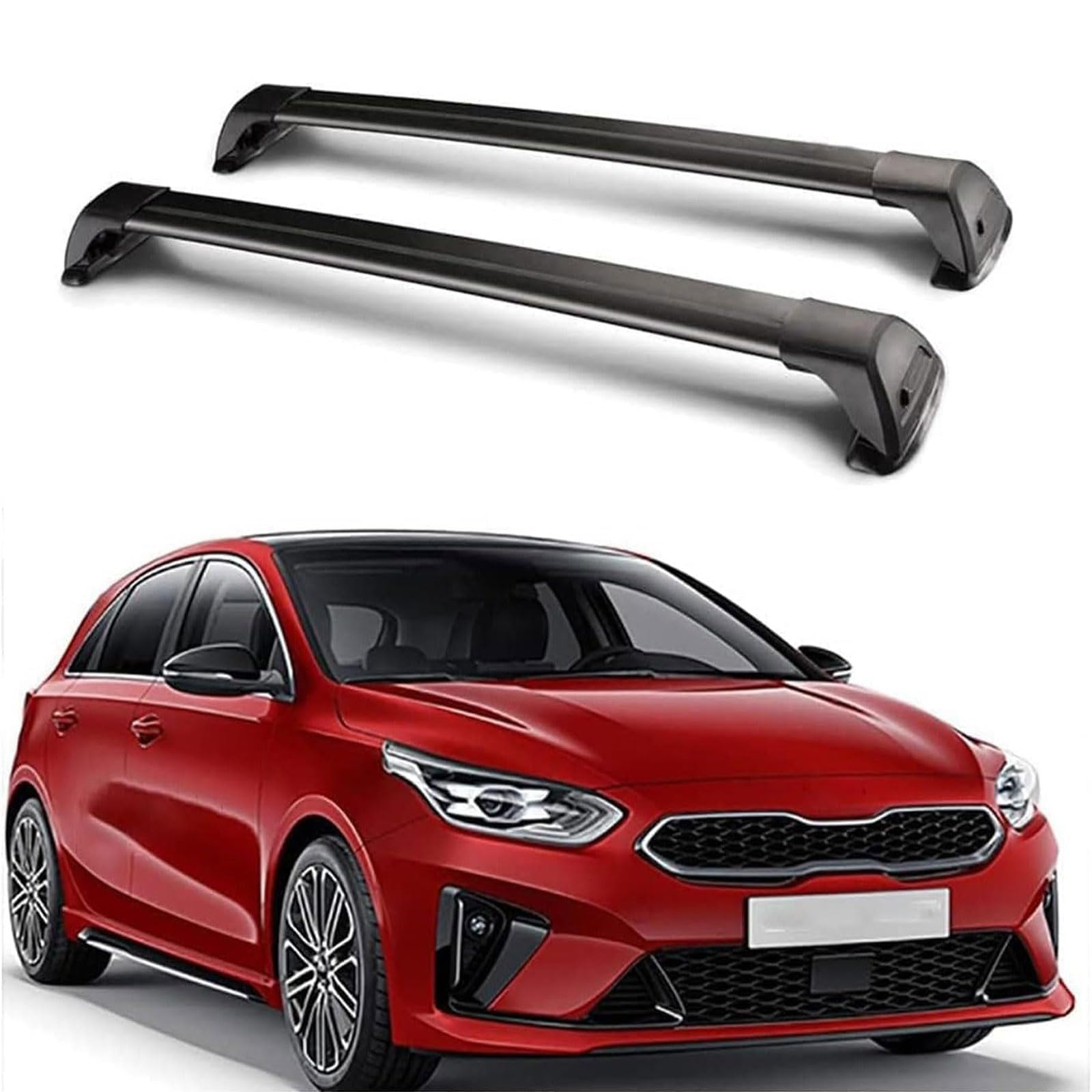 Dachgepäckträger-Querträger für Kia Ceed Hatchback GT 2019+, Dachbox, Dachzelt, Fahrrad, Kano, Skikorbträger aus Aluminium. von PJKSSAZS