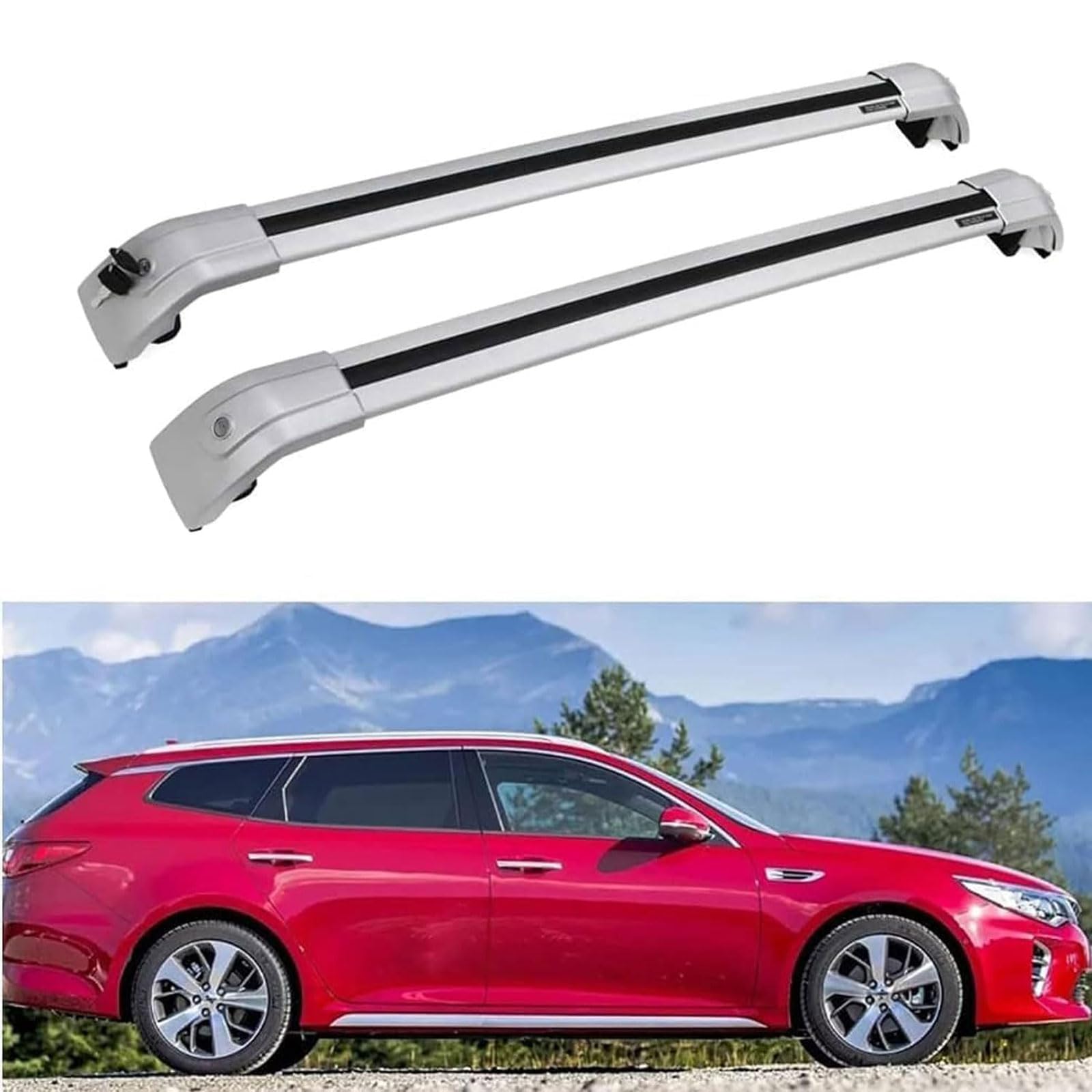 Dachgepäckträger-Querträger für Kia Optima Sportswagon (JF) Estate 2016 2017 2018 2019, Dachbox, Dachzelt, Fahrrad, Kano, Skikorbträger aus Aluminium. von PJKSSAZS