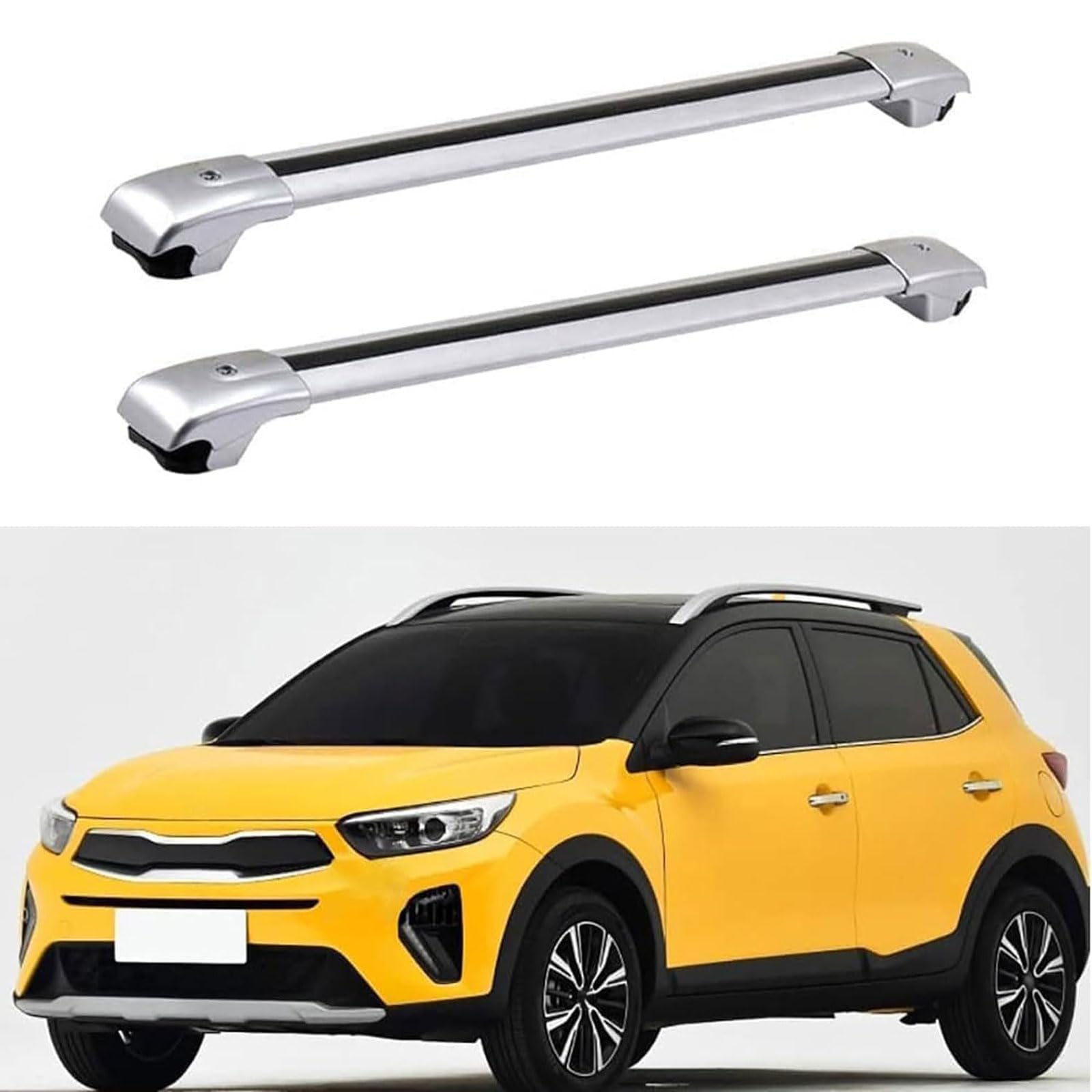 Dachgepäckträger-Querträger für Kia Stonic SUV 2017 2018 2019, Dachbox, Dachzelt, Fahrrad, Kano, Skikorbträger aus Aluminium. von PJKSSAZS