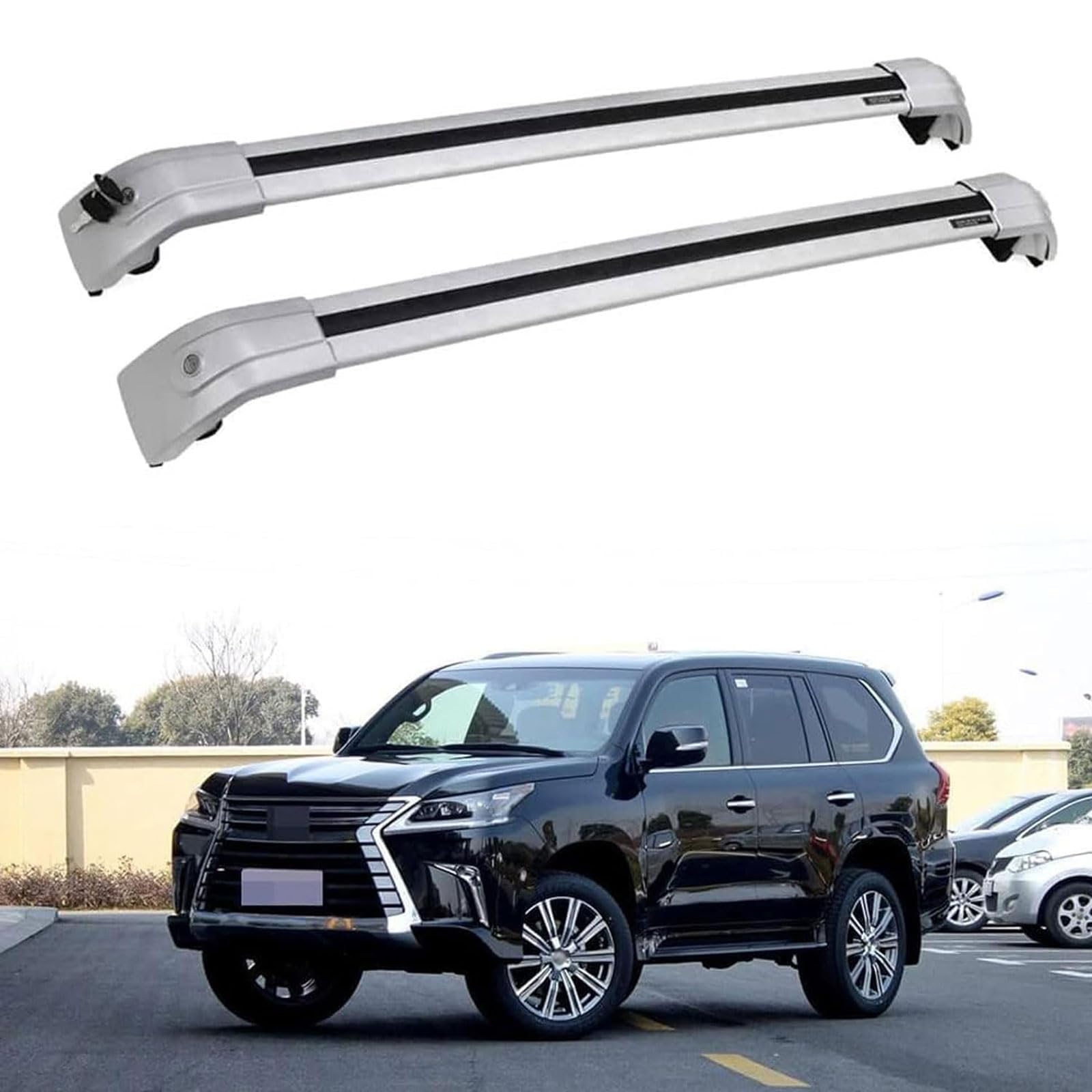 Dachgepäckträger-Querträger für Lexus LX LX570 SUV 2016 2017 2018, Dachbox, Dachzelt, Fahrrad, Kano, Skikorbträger aus Aluminium. von PJKSSAZS