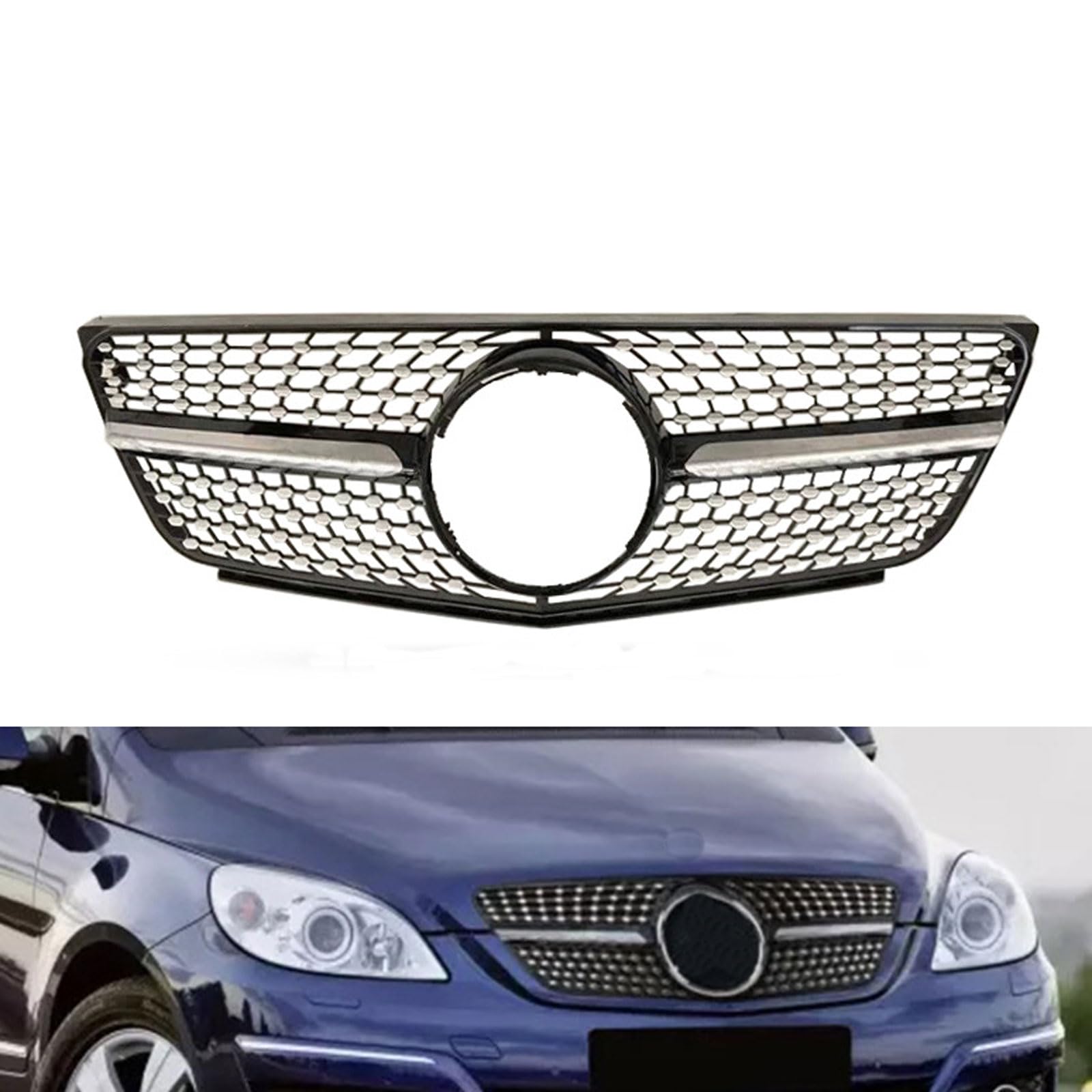 Kühlergrill vorne für Mercedes-Benz B-Klasse (W245) 2009-2011, Frontstoßstange, Schwarz von PJKSSAZS