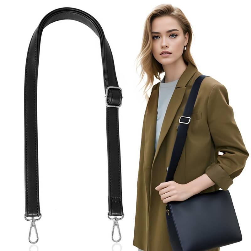 PLABBDPL Frauen Leder Schulterriemen Trageriemen,Tasche Schultergurte Gurt Riemen für Geldbörse Handtaschen, verstellbare Ersatz Crossbody Bag Strap Tragegurt Umhängegurt (schwarz) von PLABBDPL