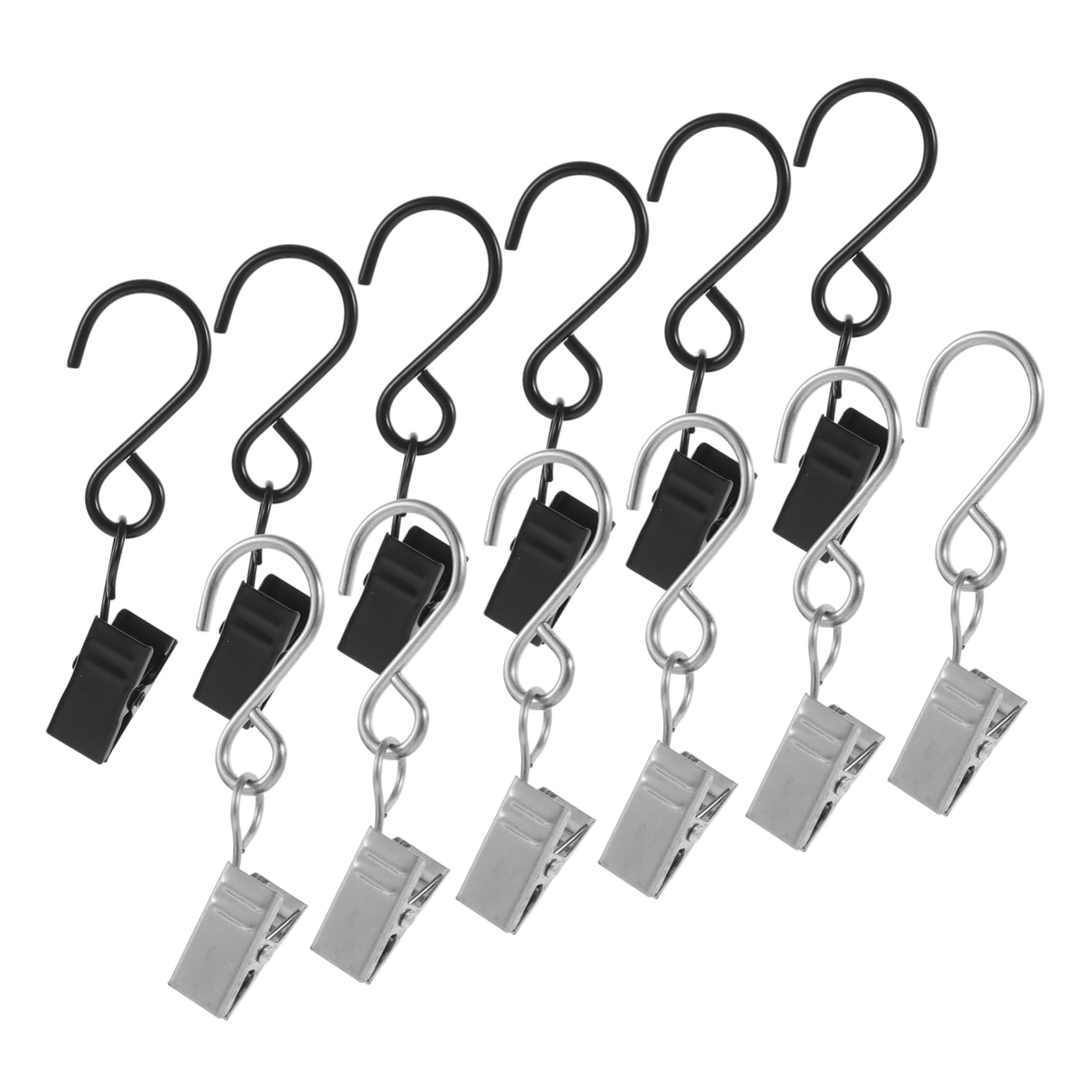 PLAFOPE 20PCS S Förmige Vorhanghaken Mit Clips Für Gardinen Outdoor Signale Schwerlast Haken Vielseitige Verwendung Silberne Und Schwarze Farben Ideal Für Vorhangzubehör Und von PLAFOPE