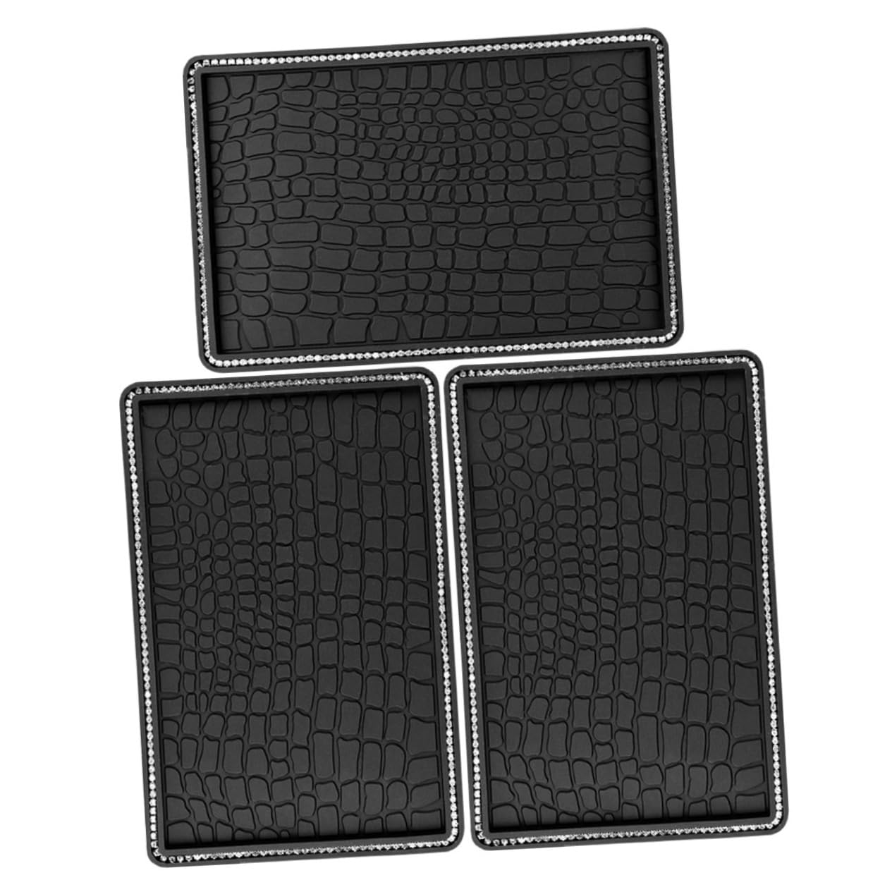 PLAFOPE 3er Set Anti Rutsch Auto Armaturenbrett Matte Schwarze PVC Anti Rutsch Matte Mit Strasssteinen Für Handy Schlüssel Und Sonnenbrillen Bling Dashboard Pad Für Sicheren Halt von PLAFOPE