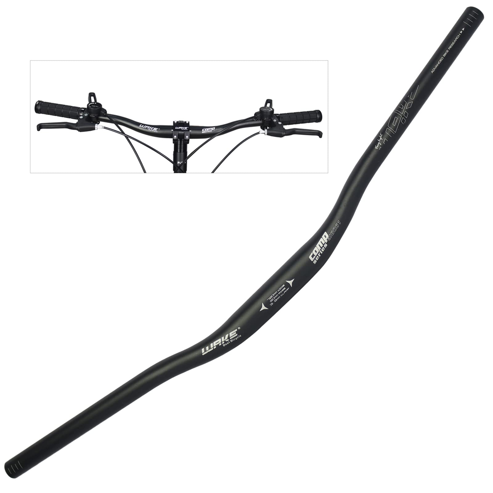 WAKE Fahrrad Lenker 31.8MM Aluminiumlegierung MTB Lenker Riser Bar für Mountainbike 720MM,Schwarz von PLATTBK