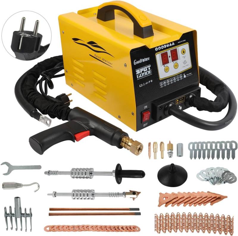 PLAYOCCAR 3KW Fahrzeugverkleidung Spot Puller Dent Spotter, 3500A 220V Spot Dent Puller Schweißer, Karosseriebolzenschweißmaschine Multispot Bonnet Door Repair Tool Kit. von PLAYOCCAR