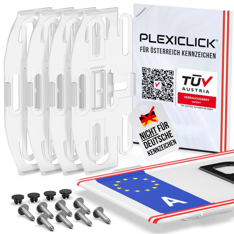 PLEXICLICK® Österreich | Kennzeichenhalter Rahmenlos unsichtbar | Rahmenlose Kennzeichenhalterung | Nummernschildhalter Transparent | Fahrzeugpflege | Wechselkennzeichen Auto von PLEXICLICK