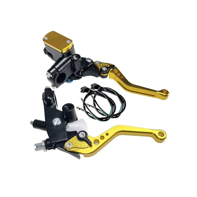 Bremskupplungshebel Motorrad Universal 22mm Kürzere Stange Trommelbremskabel Kupplungsleitung Hauptzylinder Bremshebelsatz Bremsgriffhebel(Gold 1 pair) von PLKPVHVZNM