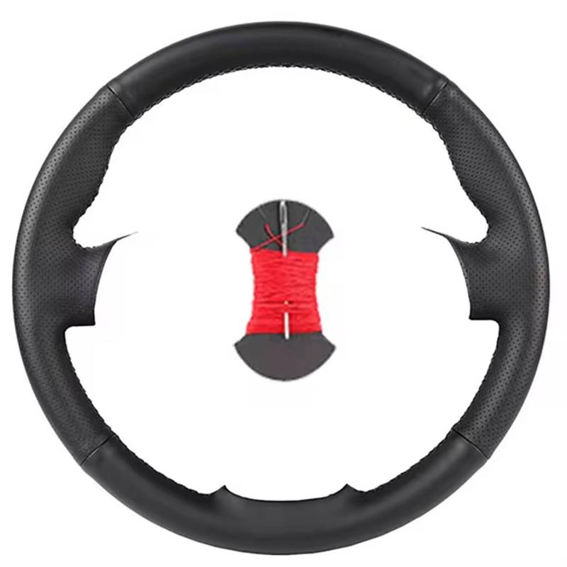 Lenkradbezug Winter warm Für Clio 2 Für Twingo 2 Für Dacia Für Sandero Auto Lenkrad Abdeckung Auto Zubehör Schwarz Warm Lenkradbezug(Black red Thread) von PLKPVHVZNM