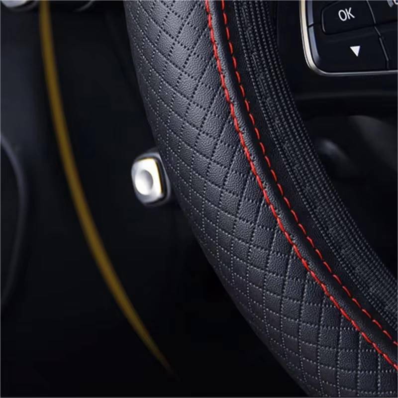 Lenkradbezug Winter warm Für Cruze Für Funken Für Captiva Für Segel Für Tracker Für Corsa Schutz Abdeckung Anti Slip Deckel Auto Lenkrad Abdeckung Warm Lenkradbezug(1Pcs Black Red) von PLKPVHVZNM