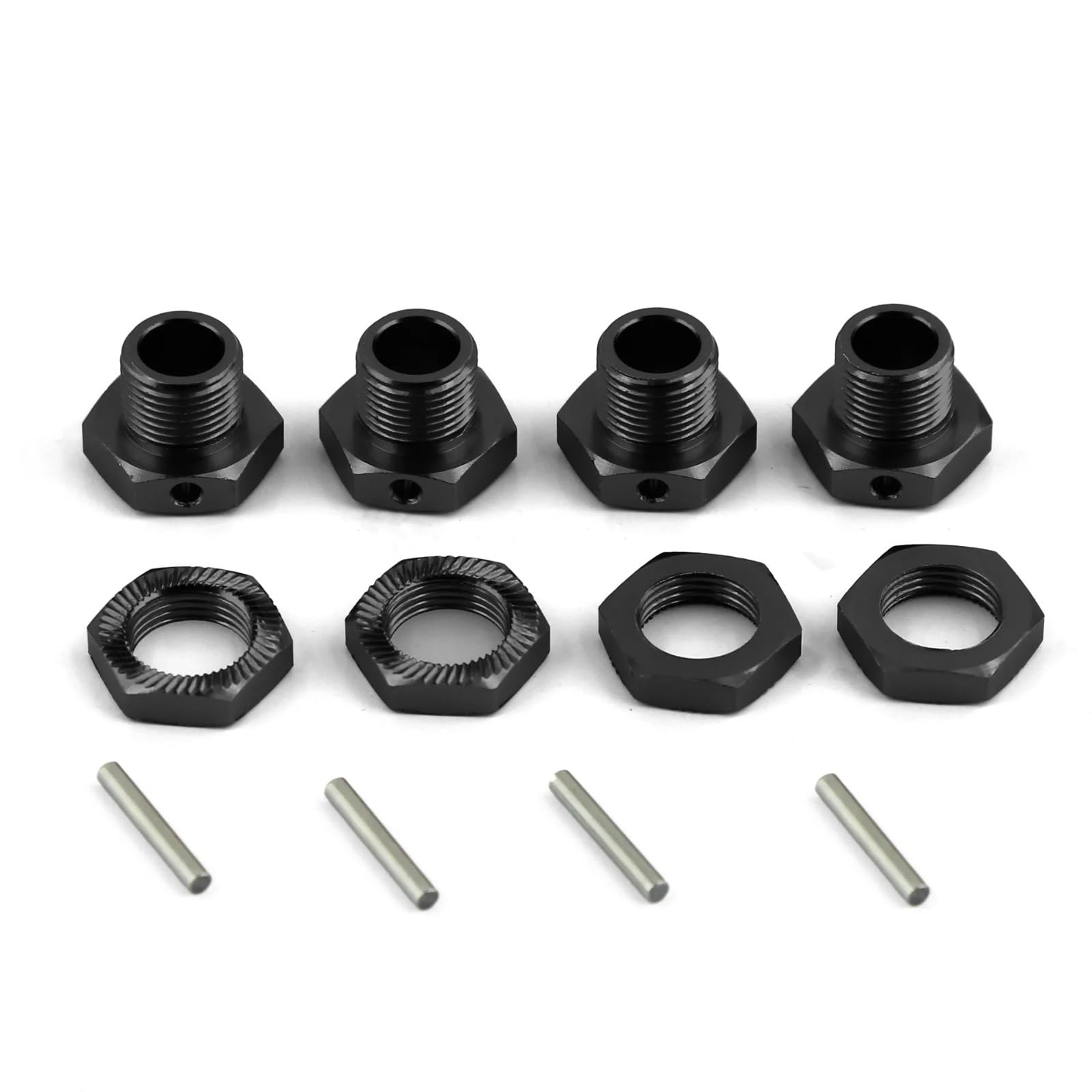 PLOQAZEH Für Arrma 1/7 Für Infraction 6S Für Limitless 6S Für Felony 6S 1/8 Für Typhon 6S RC Auto Metall 17mm Rad Hex Hub Adapter Mit Mutter Upgrade Teile RC Autoteile(Black) von PLOQAZEH