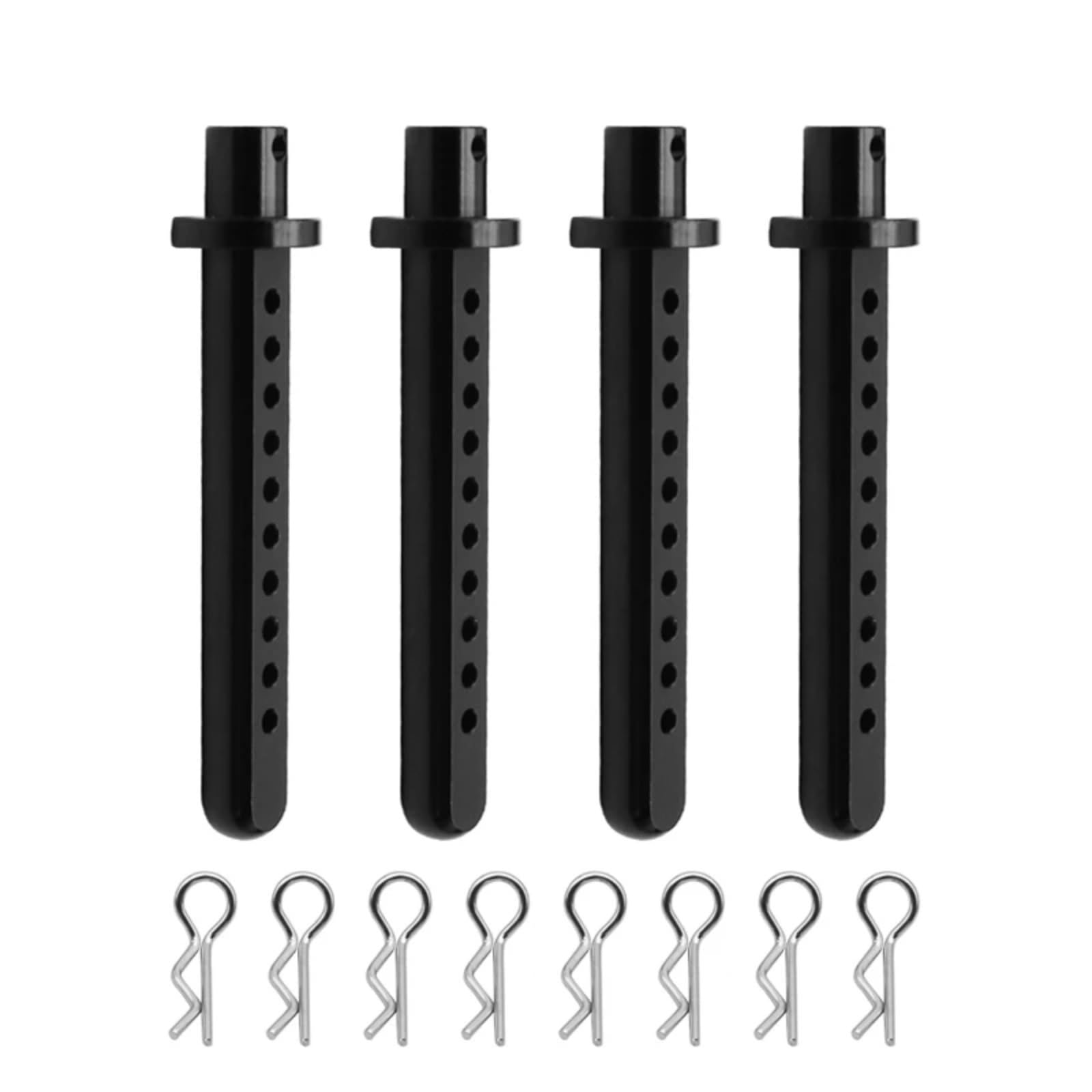 PLOQAZEH Für Axial Für SCX10 1/10 RC Crawler 4PCS Aluminium Körper Post Halterungen Auto Shell Mit R Clips Befestigung Spalte Teil Modell Zubehör RC Autoteile(Black) von PLOQAZEH