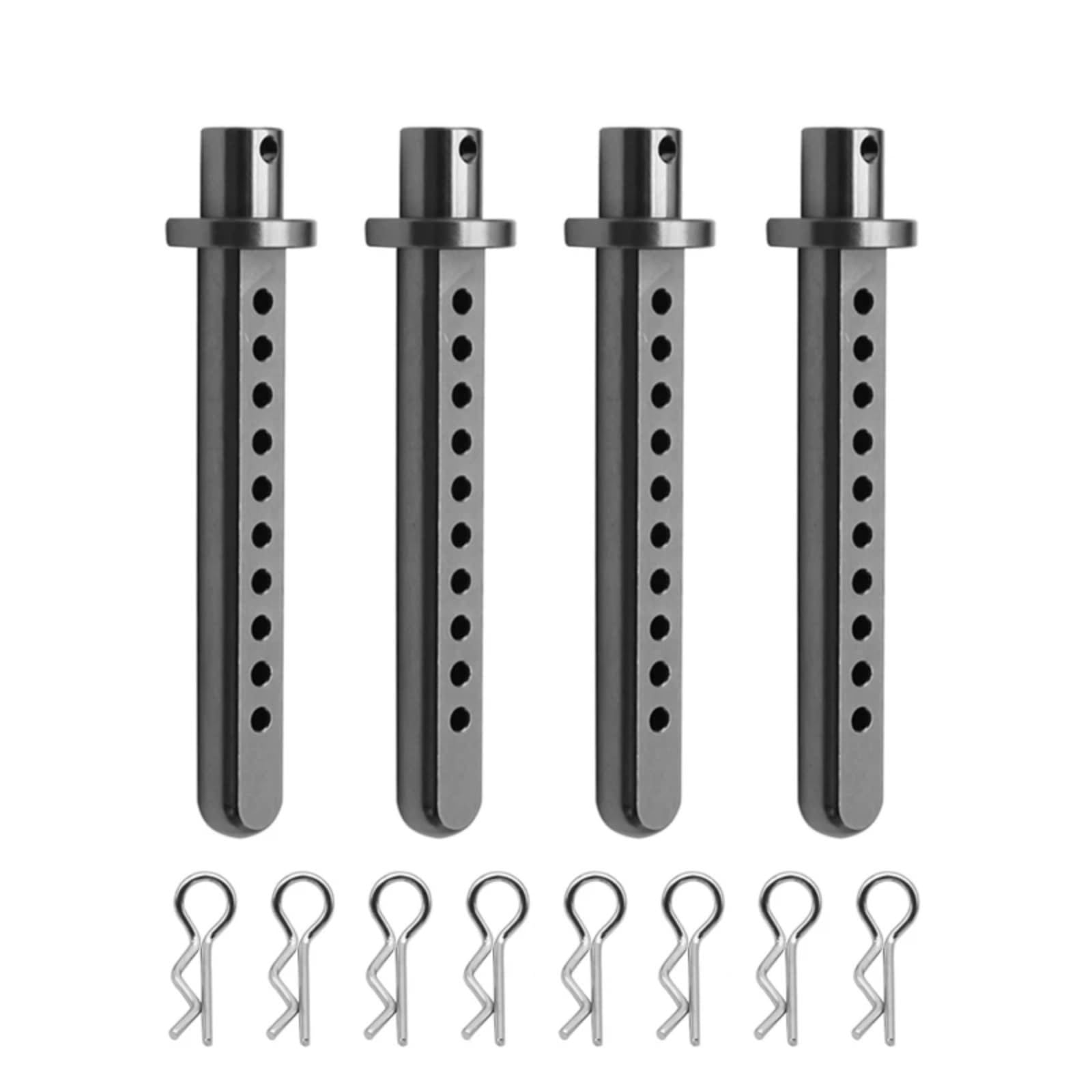 PLOQAZEH Für Axial Für SCX10 1/10 RC Crawler 4PCS Aluminium Körper Post Halterungen Auto Shell Mit R Clips Befestigung Spalte Teil Modell Zubehör RC Autoteile(Grey) von PLOQAZEH